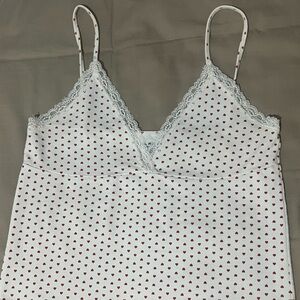 Red heart tank top with lace